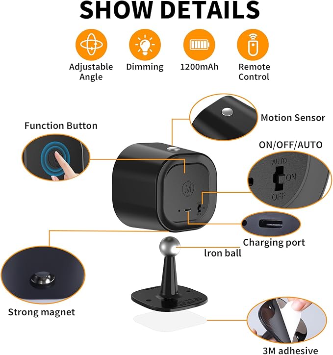 Motion Sensor LED Wall Lights with Remote, Cordless LED Wall Mounted Sconces with RGB & Warm White Lighting, Rechargeable Indoor Wall Lamp for Bedroom Bedside Living Room Corridor Picture