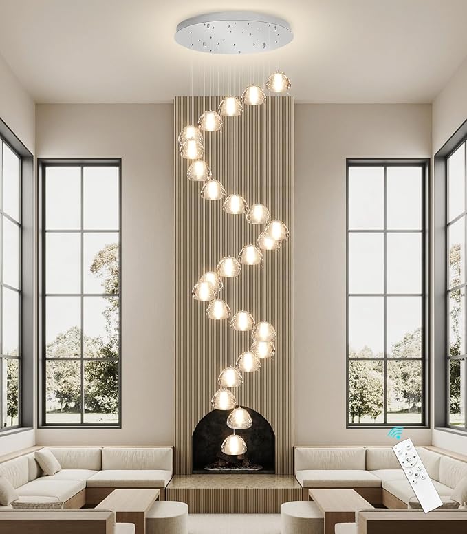 25-Lights Modern Crystal Chandeliers for Staircase LED Handing Light Fixture for Foyer Hallway