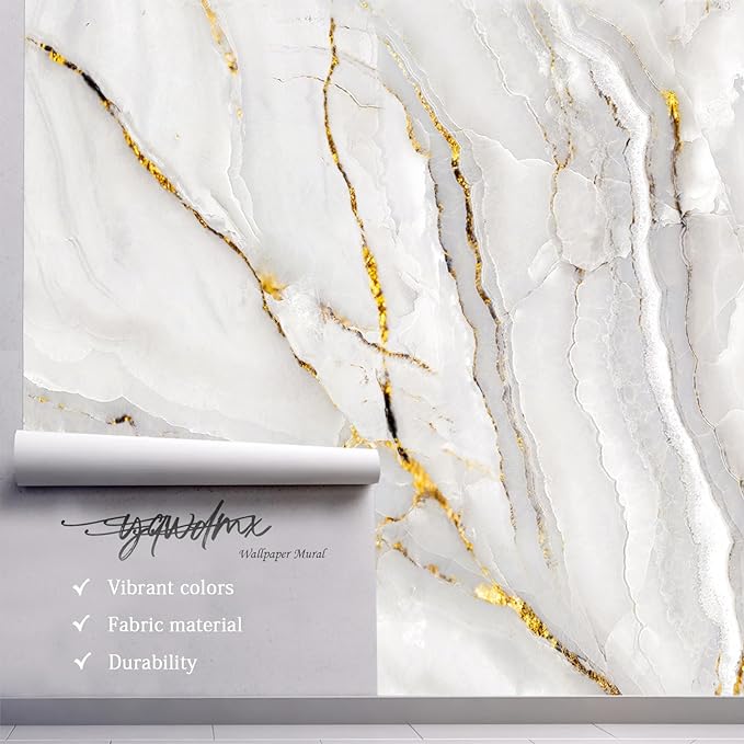 -Gold Marble Fabric Wallpaper Abstract Texture Mural Living Room 140" x 91" (Not Peel and Stick)