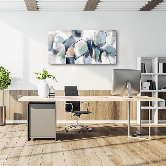 Line Art Canvas Decor Blue and Grey Living Room Decorations Black and White Abstract Wall Art for Bedroom 20"x 40" Pop Photo Posters for Walls