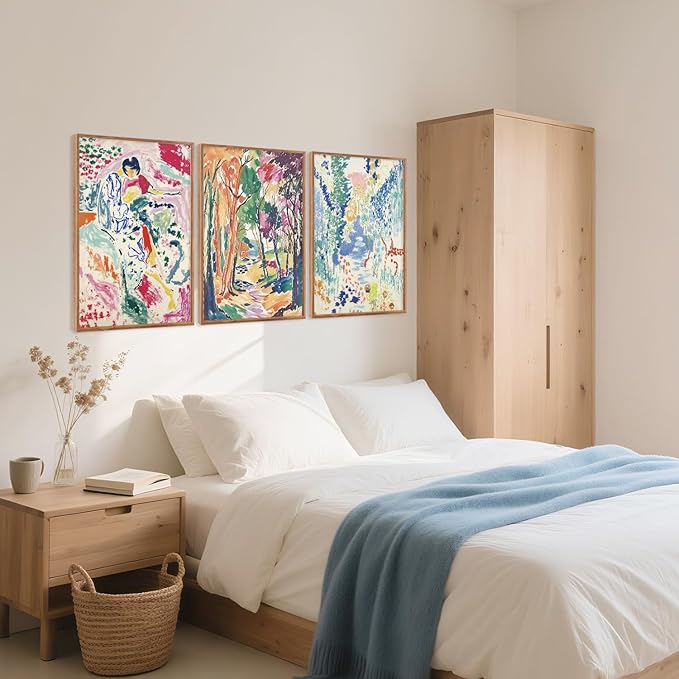 CHDITB Abstract Expressionist Framed Canvas Wall Art Set, Colorful Nature Inspired Wall Decor, Modern Gallery Art Spiritual Wall Painting, Eclectic Art Prints for Living Room Bedroom Office-24 x36 x3