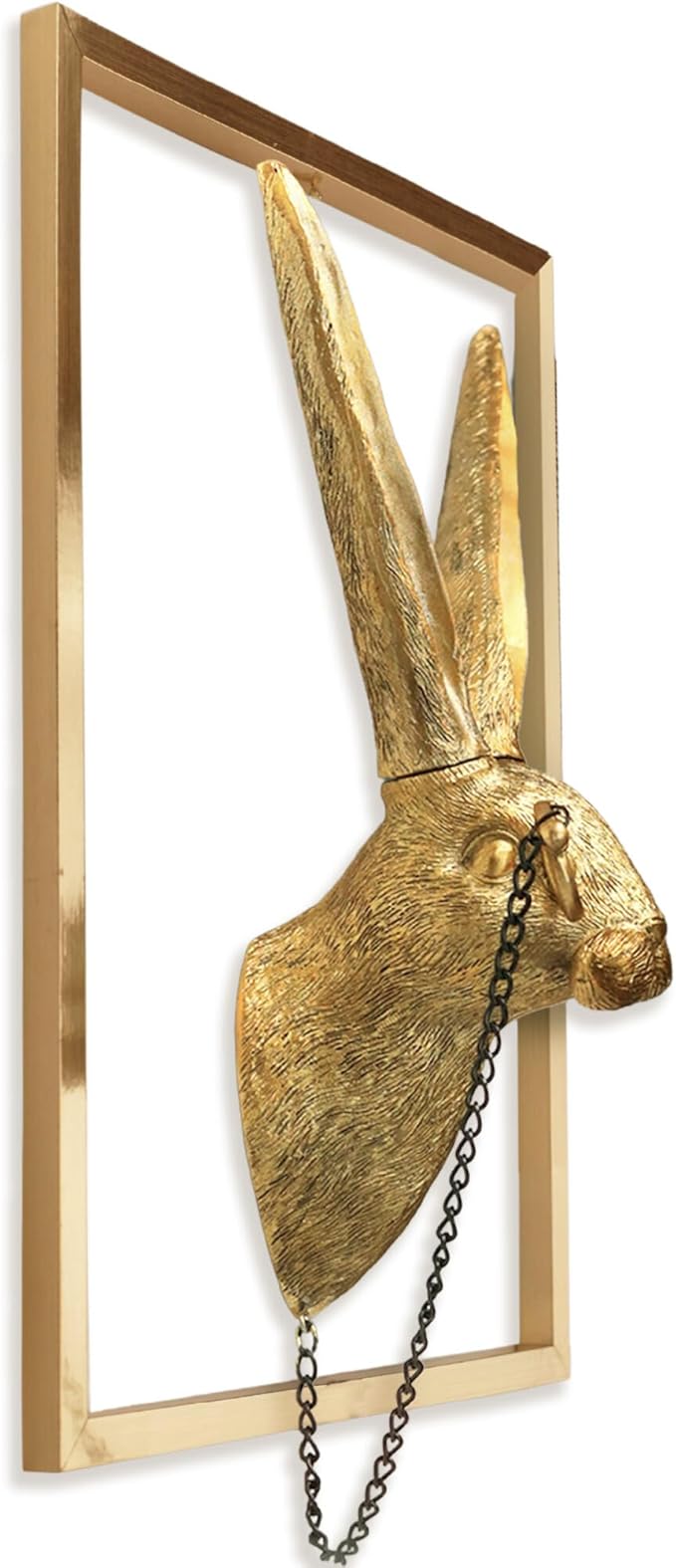 AYDIA Vintage Gold Animal Head Wall Decor, Faux Rabbit Head, Rabbit with Glasses, Vintage Wall Decor, 3D Sculpture, Gift Ready, Home Decor Art for Living Room, Office, Bedroom.