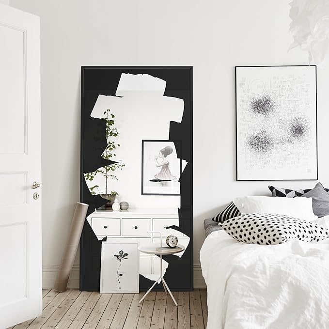 Wall Mirror, Full Length Floor Mirror, Mirror Decorative Wall Art with Graffiti Design, Large Full-Length Mirror for Hallway, Living Room 28"X56"