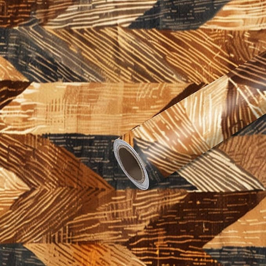Nuxovilar Brown Geometric Diamond Textured Peel and Stick Wallpaper, 15.75"x39.37", Self-Adhesive Contact Paper, Retro Pattern for Bedroom, Living Room and Table Decor