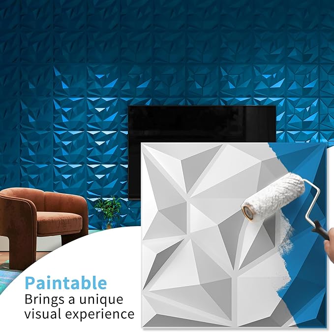 Art3d 20 Pack Decorative 3D Wall Panels for Interior Wall Decor Living Room, 11.8"x11.8" Cover 19 Sq.Feet White PVC Panels for Bedroom TV Background Gaming Room Decor