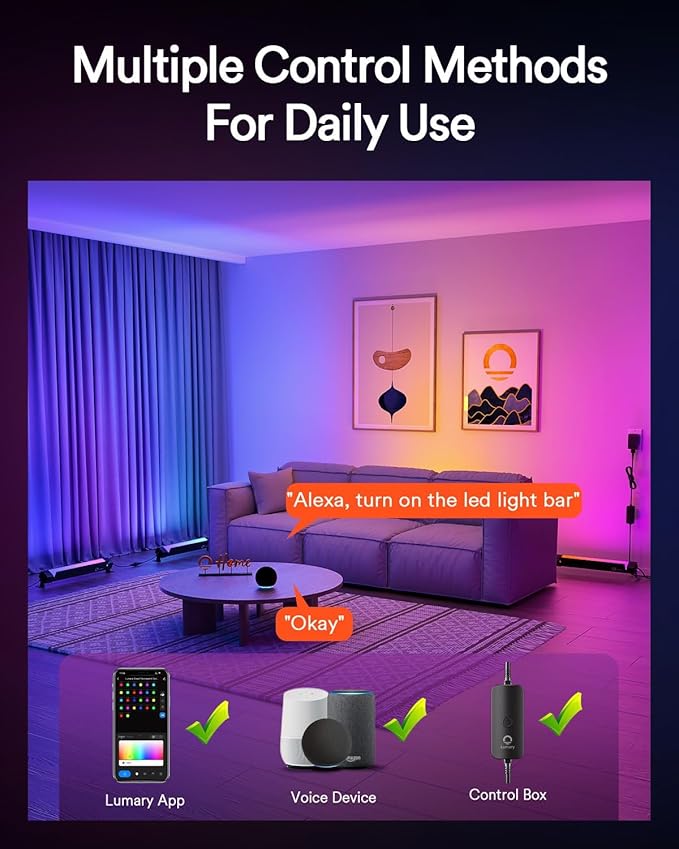 Lumary Smart Outdoor Led Light Bar, RGBAIWW Color Changing Wall Washer Lights, IP65 Backyard Ambient Floodlights Landscape Lighting for Room/Garden/Halloween/Christmas, APP&Voice Control, 4 Pack