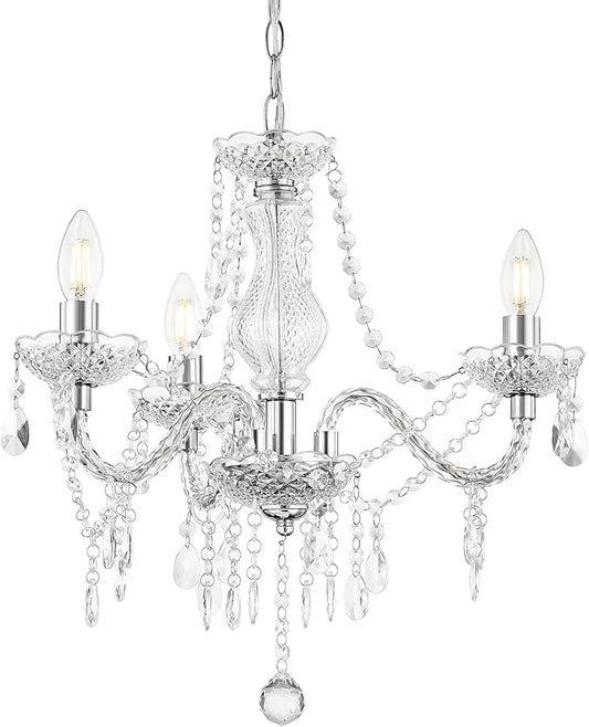 Luvkczc Chandeliers for Dining Room, 3-Light Acrylic Ceiling Light Adjustable Chain&E12 Base Pendant Light for Bedroom, Dining Room, Living Room