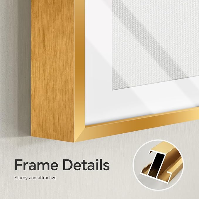 4 Pcs Framed Modern Canvas Wall Art, Gold and White Minimalist Pictures Prints, Luxury Geometric Painting Artwork Home Decoration for Hallway, Bathroom, Dining Room and Living Room