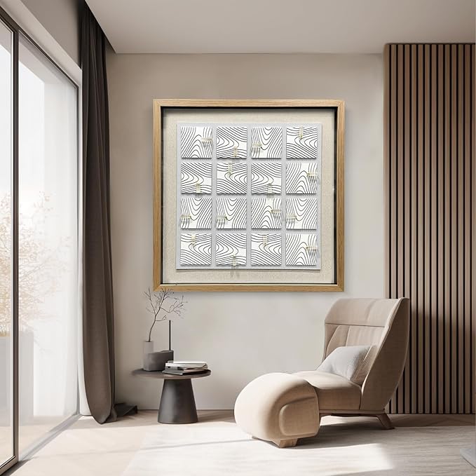 LIUZEYUE - Modern 3D three-dimensional relief, artificial crystal, gold foil art, living room, office room wall decoration 59"x59" white