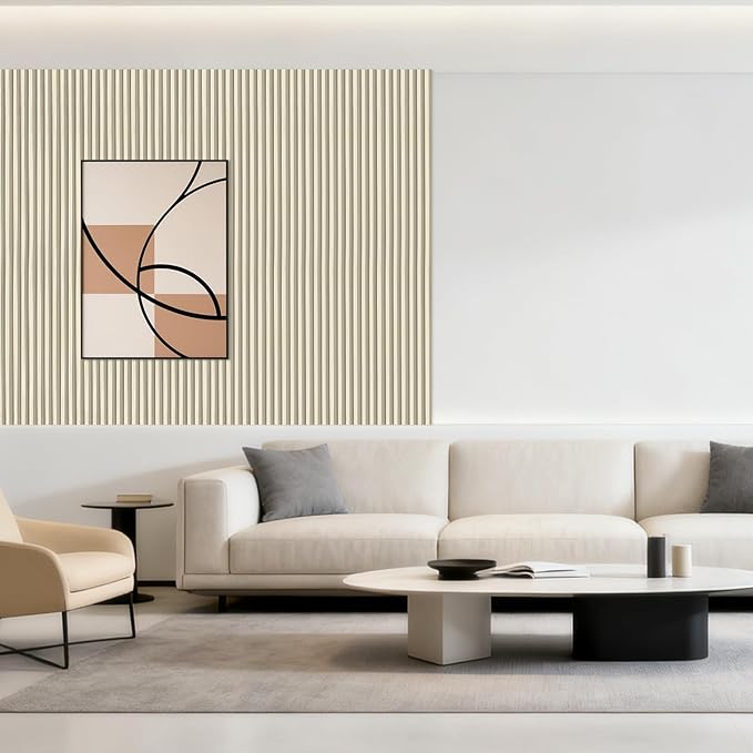 10Pack WPC Slat Wall Panels, 96 x 6.4 x 0.8Inches 3D Accent Wall Panels for Interior Home Decor, Fluted Wood Paneling for Living Room, TV Background, Office, Bedroom(Oak)