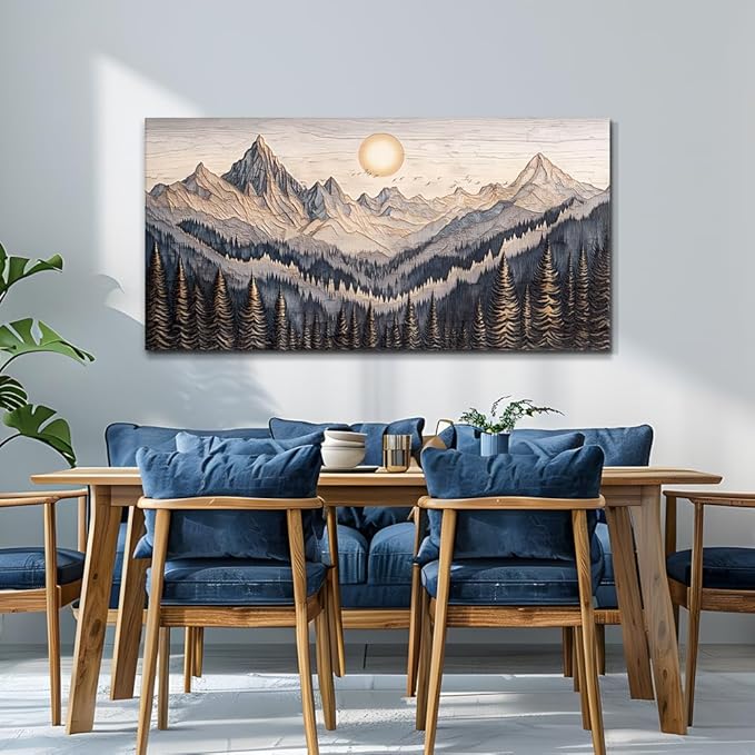 MHARTK66 Wall Art For Living Room Abstract Mountain Landscape Wall Painting Bedroom Wall Decor Office Modern Pictures Wall Decor Sunrise Forest Large Canvas Prints Hanging Modern Home Decorations