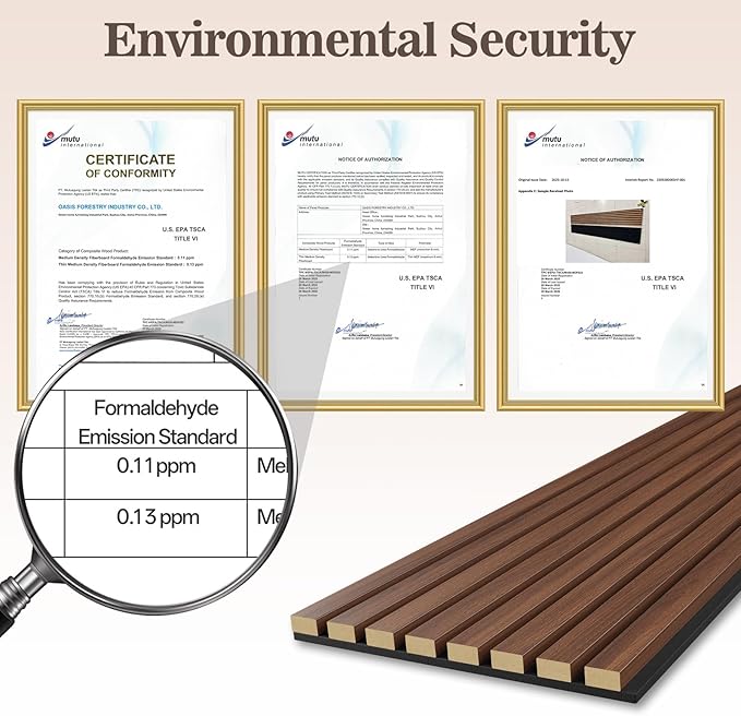 4 Pack Wood Panels for Wall, 94.4" x 12.6" Acoustic Wood Slat Wall Panel for Interior Decor & Noise Reduction, Soundproof Panel, Sound Absorbing 3D Textured Panels - Walnut