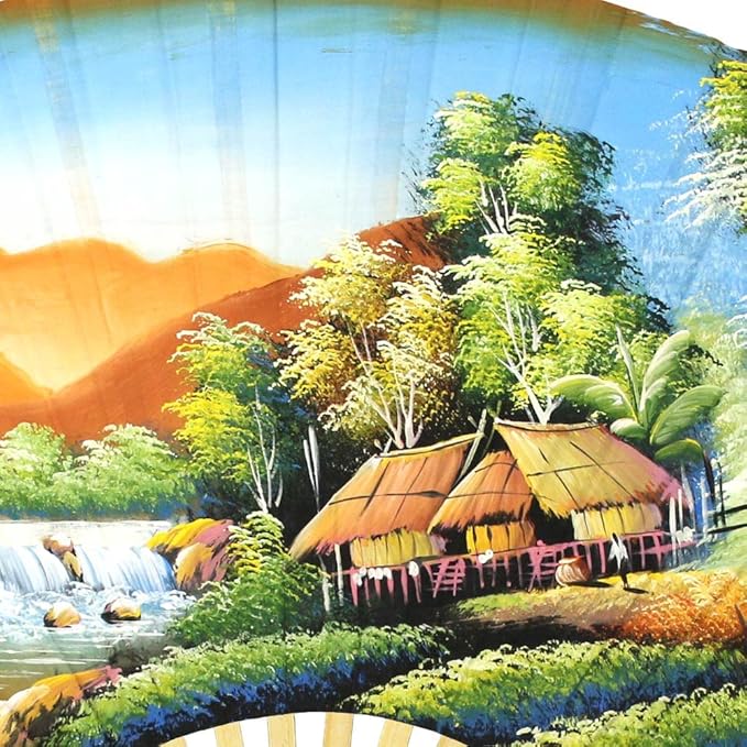 Oriental-Decor Tranquility Folding Wall Fan Hand-painted Wall Decor Art (40 inch wide)