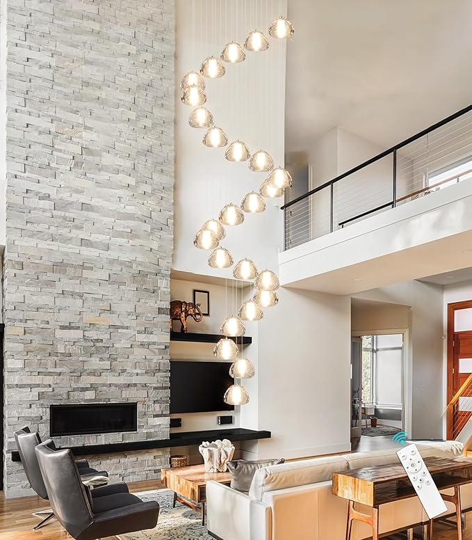 25-Lights Modern Crystal Chandeliers for Staircase LED Handing Light Fixture for Foyer Hallway