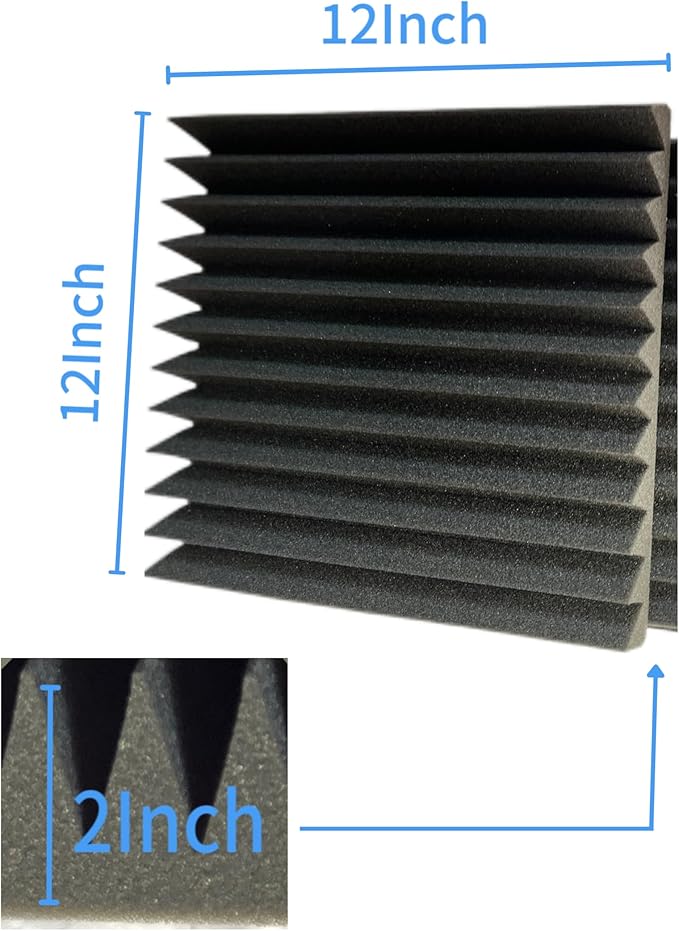 24 Pack, 12 x 12 x 2 inches, Acoustic panels, wall panels, sound panels, Used for soundproofing, Soundproof foam panels for walls(12 black+12 Red)