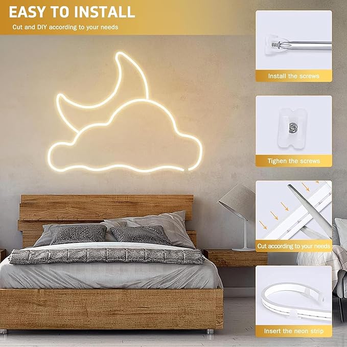 Lamomo Neon Rope Light, 24V Warm White Dimmable Rope Lights, 65.6ft Waterproof Flexible LED Strip Lights, Silicone 3000K Neon LED Strip for Bedroom Indoor Outdoor Decor