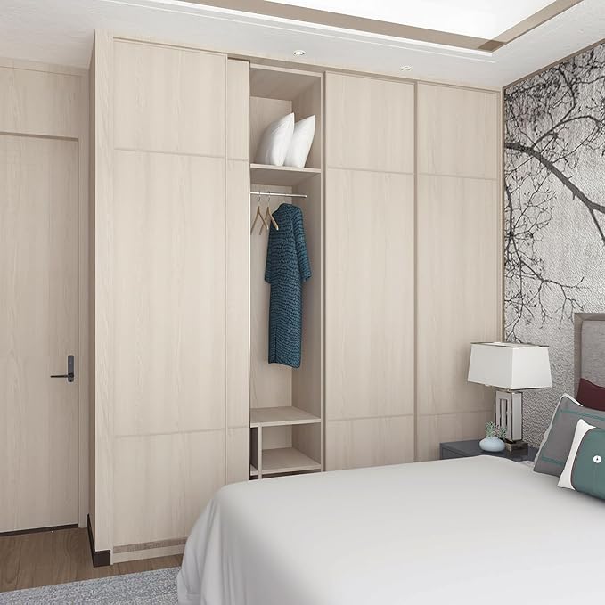 15.7"x354" Wood Textured Peel and Stick Wallpaper - Beige Wood Look Contact Paper for Countertops, Waterproof Self Adhesive Wood Grain Vinyl for Kitchen Cabinets, Living Room