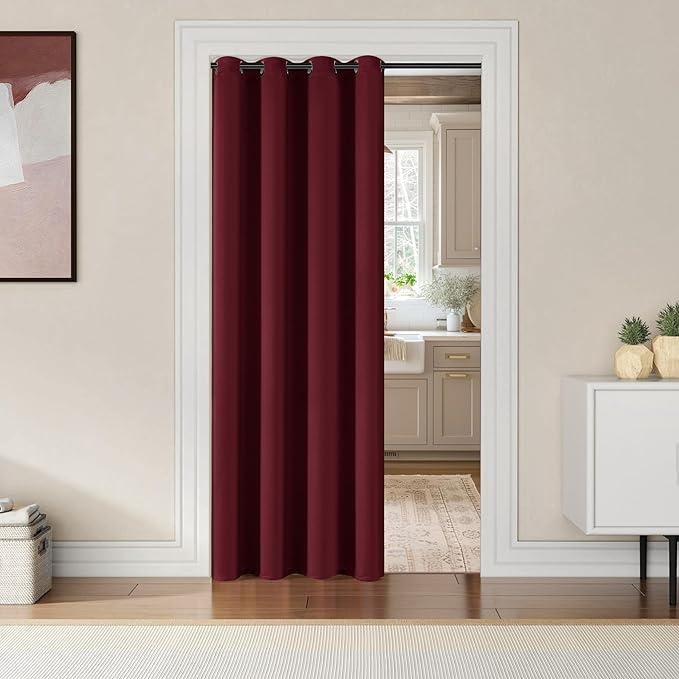 ChrisDowa Grommet Blackout Curtains for Bedroom - Thermal Insulated Room Darkening Curtains for Living Room (1 Panel Set, Burgundy Red,52W x 72L)