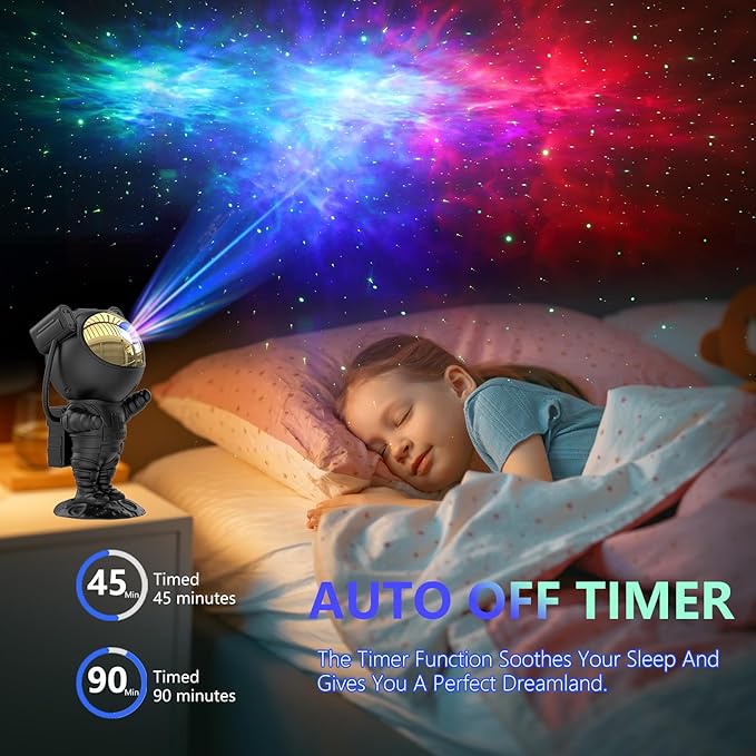 Astronaut Star Projector Galaxy Light with Timer and Remote Control, 360° Adjustable Starry Night Light Projector for Baby/Kids/Adults/Bedroom/Party/Home Decor/Game Room (Black)