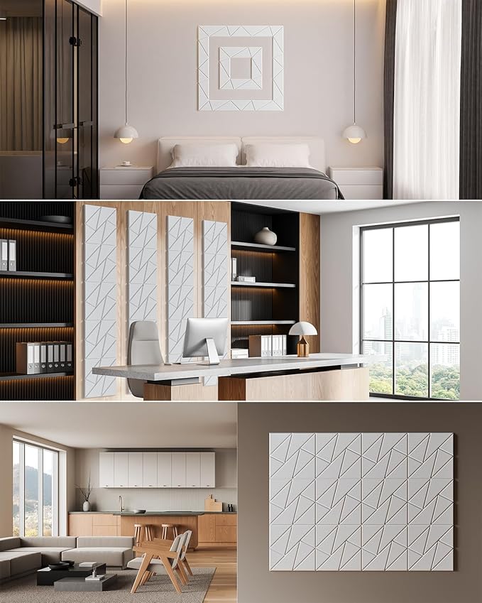22-Pack Acoustic Panels,12"x12"x0.4" Soundproof Wall Panels, Peel & Stick Sound Proof Foam Panels for Walls, Geometric Noise Reduction Panels for Home Office,Studio (White)