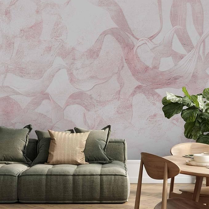 artgeist Wall Mural Faux Cement 154x110 in - Peel and Stick Self-Adhesive Wallpaper Removable Large Sticker Foil Wall Decor Print Design Mural Abstract Beige Rosy f-A-10118-a-b