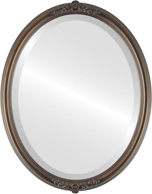 OVALCREST Oval Beveled Wall Mirror for Home Decor - Contessa Style - Rubbed Bronze - 22" x 18"