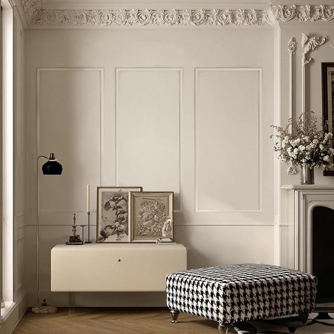 6 Sets Peel and Stick Wall Molding Kit, 54''x24'' Premade Wainscoting Accent Panels for Interior Wall Trim, Easy DIY Moulding Decor