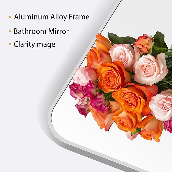 42" x 42"Bathroom Mirror, Silver Wall Mirror with Metal Frame, Decorative Rectangular Vanity Mirror for Bedroom Bathroom Living Room Entryway (Horizontal/Vertical)