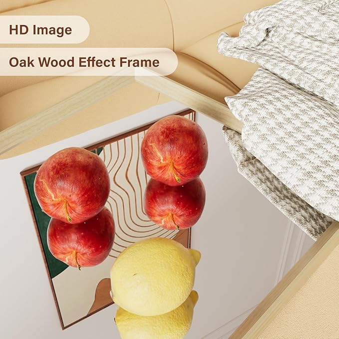 Oak Wood Effect Framed Wall Mirror, 22x30 Rectangle Mirror, 1/8" Anti-desilvering Tempered Glass, Sustainable& Sturdy Frame, Anti-Rust, HD Reflection &3min Fast Setup for Bathroom Living Room