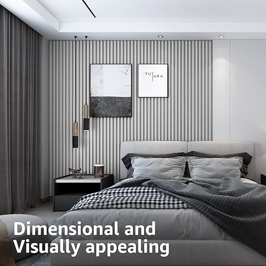 Art3d 8-Pack 96 x 6in. WPC Acoustic Slat Wall Panel for Modern Interior Decor, TV Background, Living Room, Matte White