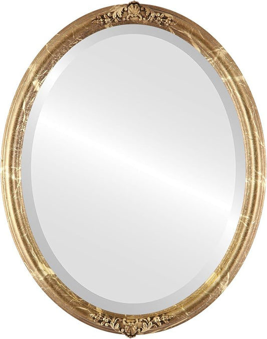 OVALCREST Oval Beveled Wall Mirror for Home Decor - Contessa Style - Champagne Gold - 22" x 18"