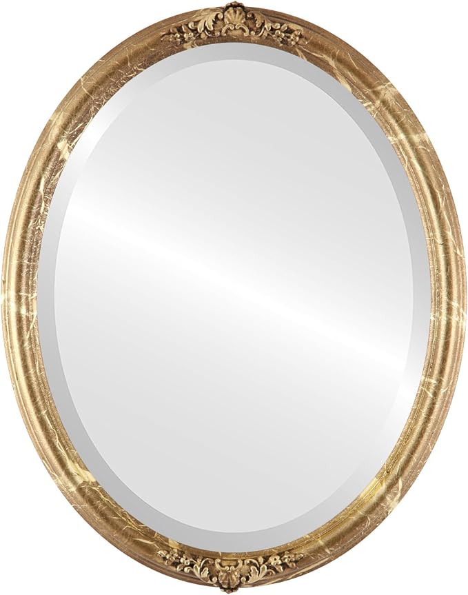 OVALCREST Oval Beveled Wall Mirror for Home Decor - Contessa Style - Champagne Gold - 26" x 22"