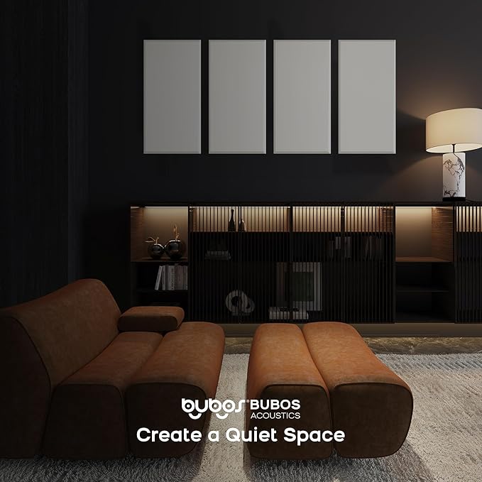 BUBOS 4 PCS Acoustic Panels,23.6''x11.8'' Fabric Soundproof Wall Panels,Self-adhesive Sound Absorbing Panels for Studios, Office, Home Theater, Fabric-Clad Off-White