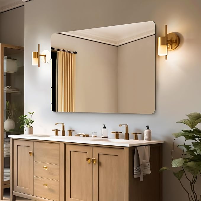 Mirrorons 40 x 30 Bathroom Mirror, Rounded Corner Frameless Mirror, Modern Bathroom Wall Mirror Vanity Mirror for Living Room, Bedroom, Bathroom, Entryway (Horizontal/Vertical)