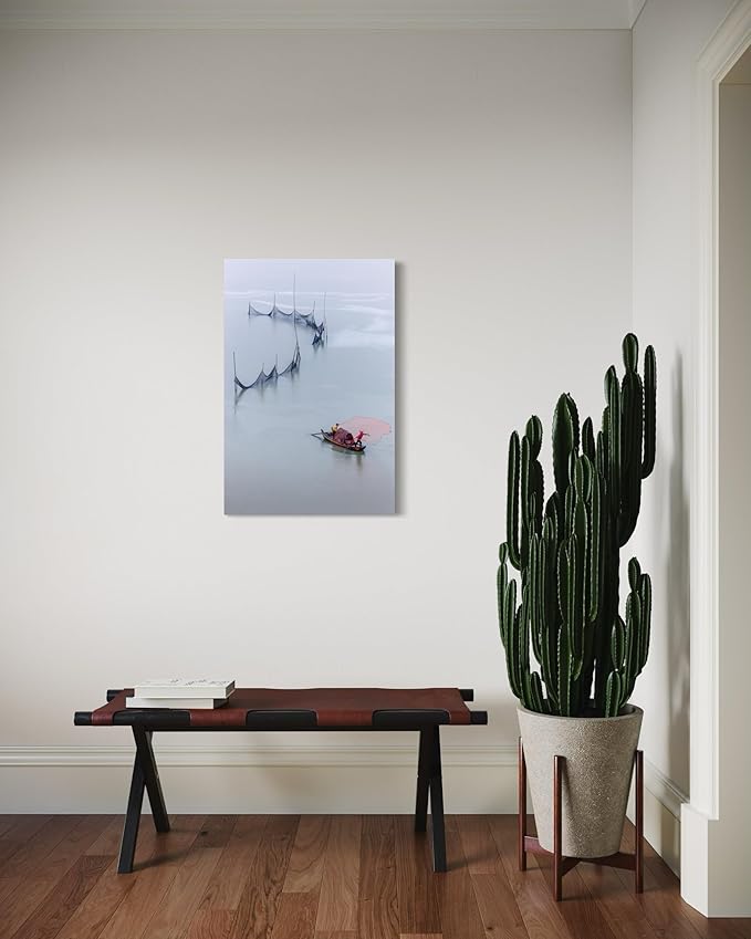 Oriental Beauty: Stunning Feng Shui Landscape Wall Art Vertical Prints for Home Decor in 3 Sizes (Tranquil Waters and Fising Scene, 24" x 36", Oriental Beauty)