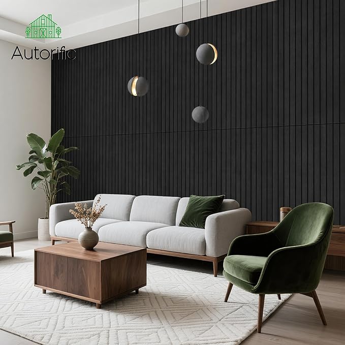 10 Pack Acoustic Panels, 47.2”x23.6” Decorative Large Acoustic Wall Panels, Sound Proof Panel with Simulated Wood Grain Finish,for Office,Home Theater,Studio,Living Room, Smoky