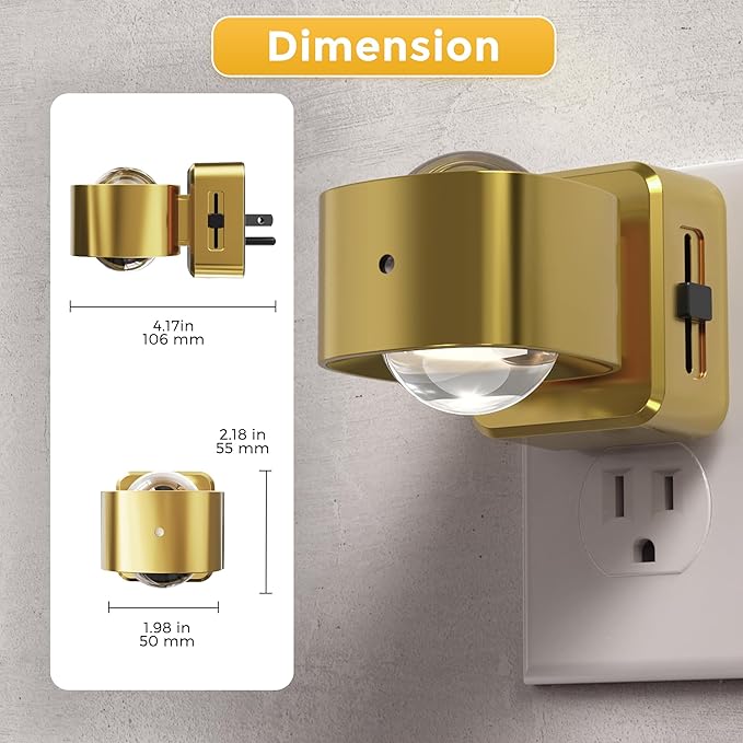 L LOHAS LED Night Light Projector, Night Lights Plug into Wall, Dusk to Dawn Sensor, Rotating Nightlight for Kids, Soft White Swivel Ambient Lighting for Bathroom, Gaming Room, Gifts,2 Pack