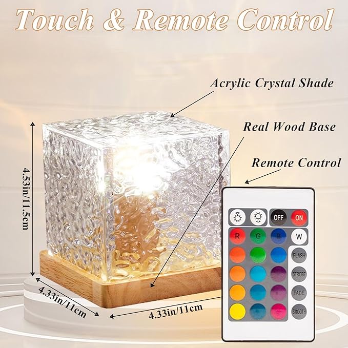 Aurora Ocean Wave Lights Projector, Cordless Rechargeable,16 Colors Changing Light Dimmable Mood Lighting, Remote Crystal Night Lamp with Dynamic Ripple Effect for Bedroom Playroom Decor Kids Teens