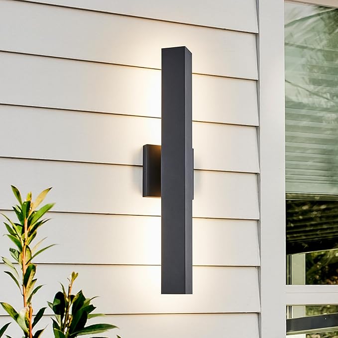 Modern Minimalist Outdoor Waterproof LED Wall Sconce with Built-in 20W LED Warm White Light Source, Fully Sealed V-Shaped Aluminum Cover, Can Be Mounted Outdoors or Indoors at Any Angle.