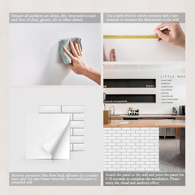 12Pack Acoustic Panels, Self-Adhesive 3D Brick Pattern Sound Proof Panels for Walls, Decorative Sound Dampening Wall Panels for Recording Studios, Offices, Home, 12"×12"×0.4", White