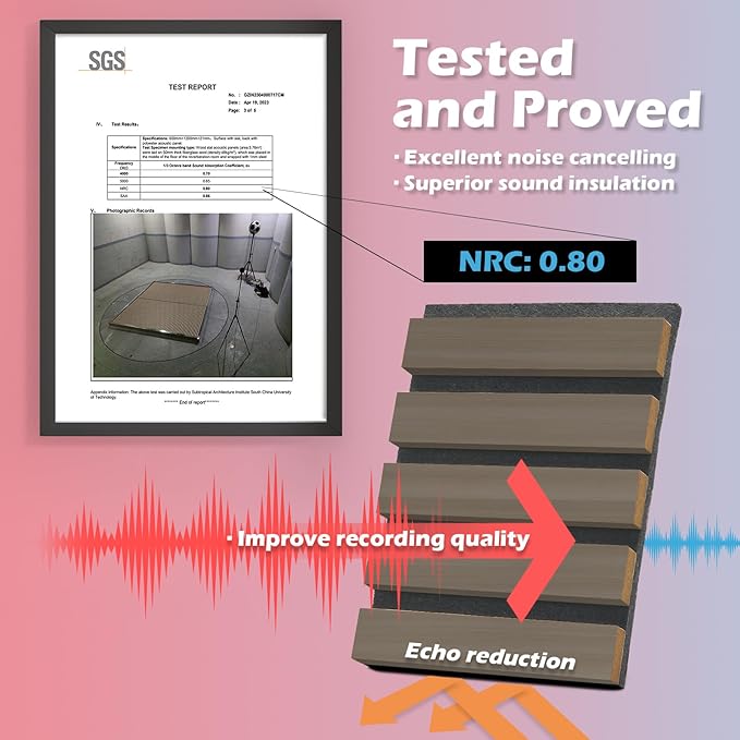 Art3d 2-Pack 48" x 24" Acoustic Wood Panels for Wall, Soundproof Wood Slat Panel for Wall and Ceiling, 3D Fluted Sound Absorbing Paneling for Interior Wall Decor, Living Room, Bedroom - Walnut