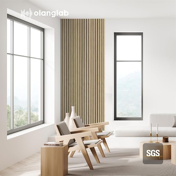 Olanglab Wood Slat Wall Panels 4 Pack, Wooden Acoustic Wall Panels, 94.5"x12.6" Each 3D Wall Panels for Interior Wall Decor (Warm Oak-Extendo Trio)