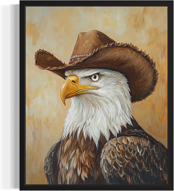 Bald Eagle Cowboy Art Print Poster Wall Art, Western Country Farmhouse Wild West for Bedroom, Bathroom, Living Room Art Decor 58 (Bald Eagle, 16 x 20 inches, Unframed)