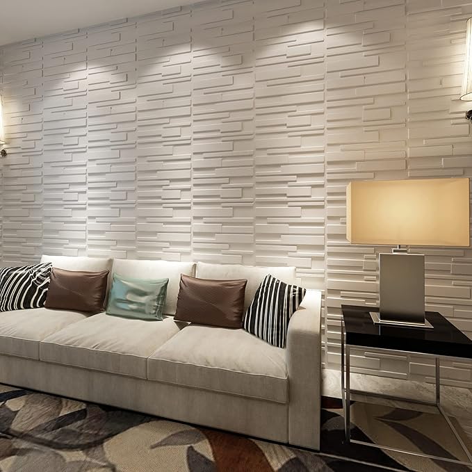 Art3d 19.7" x 19.7" (Pack Of 12) Wall Panel 3D Rectangle, White