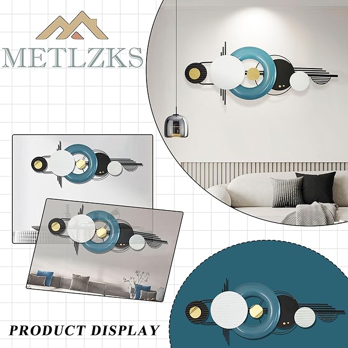 Modern Metal Wall Decor,Geometric Circle Contemporary Home Decor, Large 42x 16 Inches Metal Wall Sculpture,Handmade Wall Hanging Wall Decor for Living Room/Dinning Room/Bedroom/Entryway/Hallways