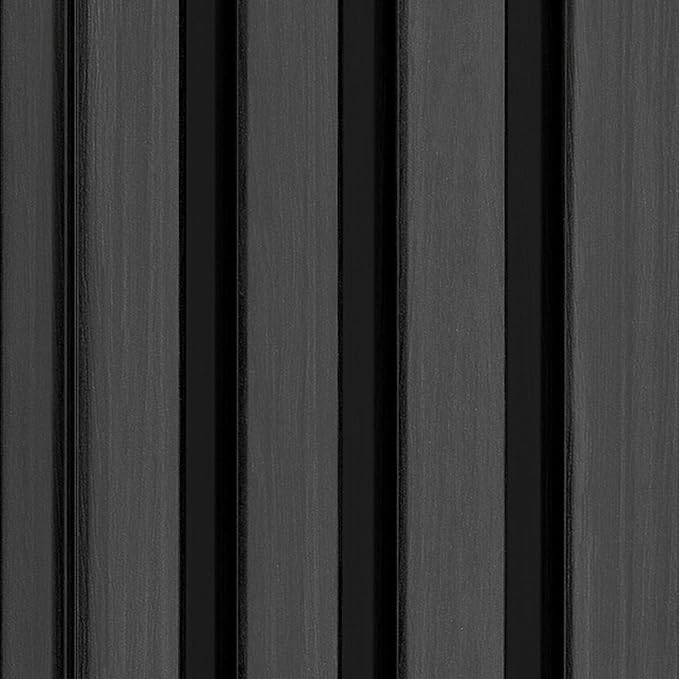 mondaria Wood Slat Wall Panel for Wall Décor, 3D Wood Plastic Composite Decorative Paneling for Outdoor Accent Wall Decor - 96 x 6.3 Inch (10 PCS, Black)