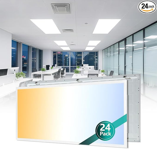 2x4 LED Flat Panel Light, 24 Pack, Selectable 40W/50W/60W, 3000K/4000K/5000K/6000K, 0-10V Dimmable, ETL Certified, 6600LM, Drop Ceiling Office Lighting