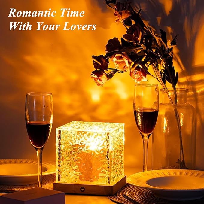 Aurora Ocean Wave Lights Projector Corded,16 Colors Changing Light Touch Dimmable Mood Lighting, Remote Crystal Night Lamp with Dynamic Ripple Effect for Bedroom Playroom Decor Kids Teens Gifts