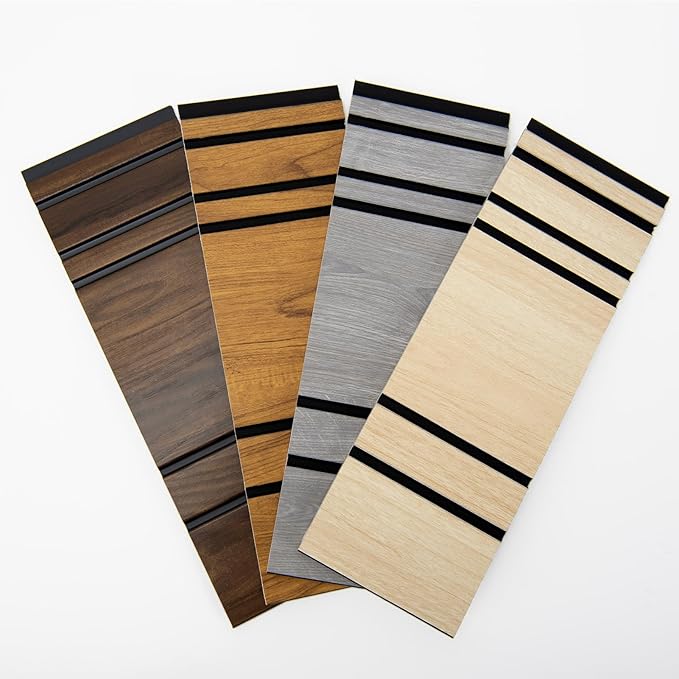 Art3d 4-Pack Glue-On Wall Panels, Wood Grain Texture Interior Wall Decor, 104"x12" Recycled Polystyrene Wainscoting Panels, Low Emission for Living Room Bedroom,Earth Sample