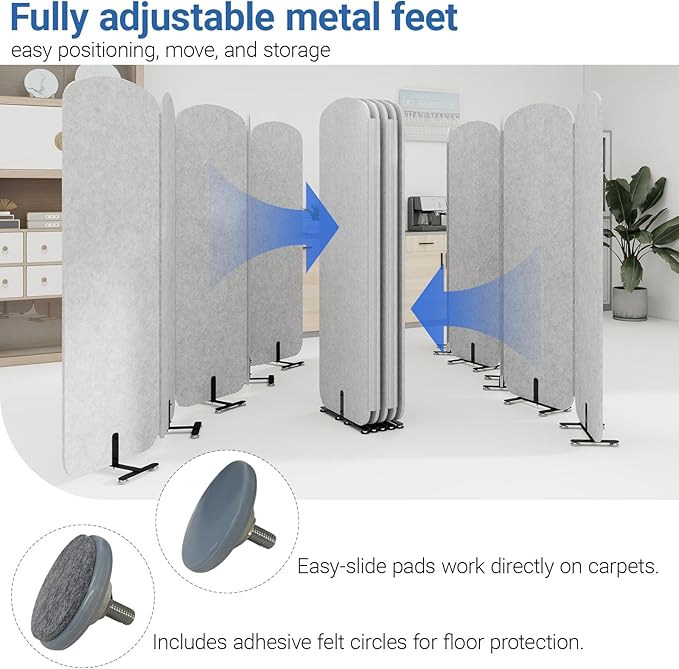 Natwind 5 Panel 122.8 x 71 in Office Room Privacy Protect Space Divider Portable Partition,Wall Folding Cubicle Indoor Freestanding Acoustic Partition Temporary for Office Room